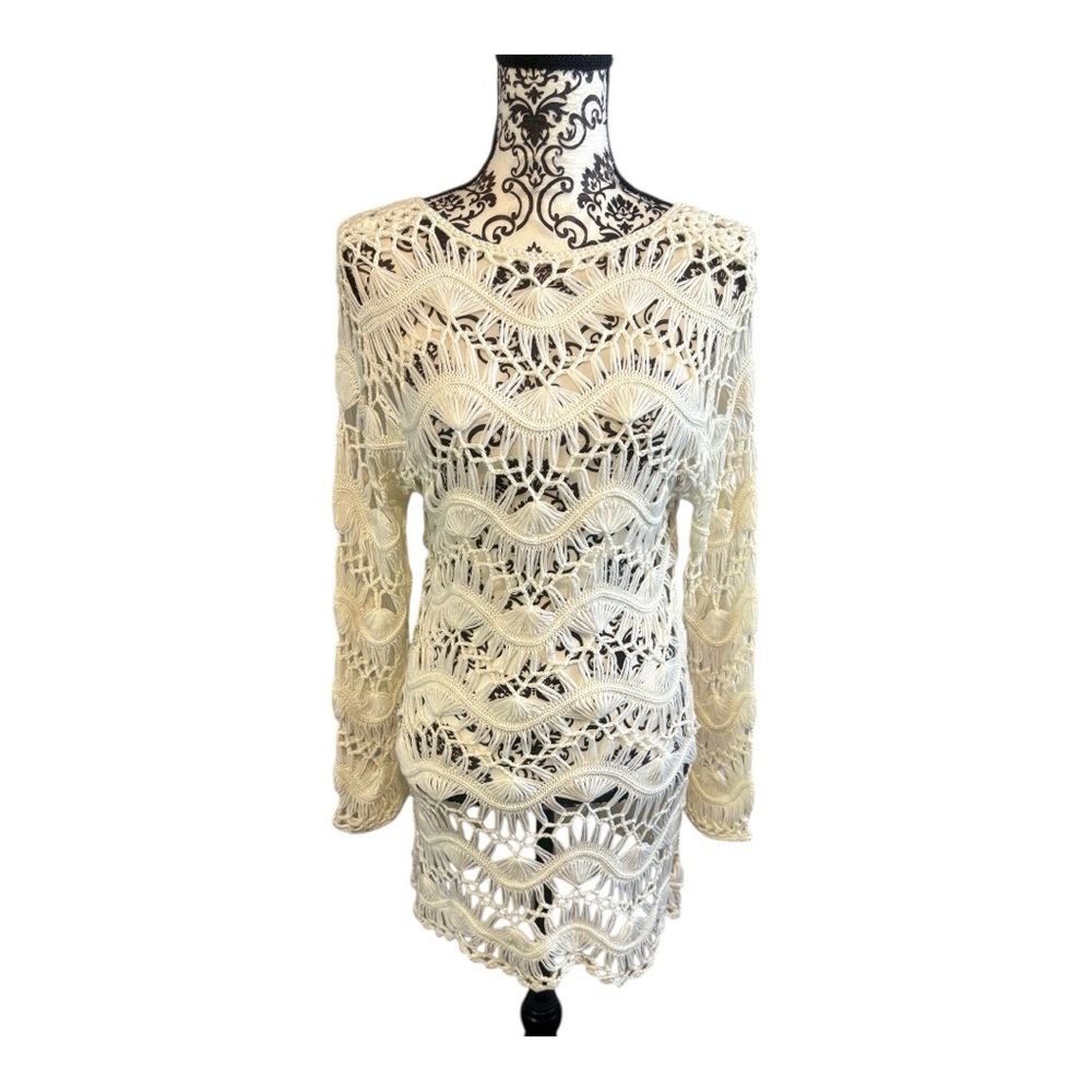 STARLOW Cream Crochet Cover-Up Dress